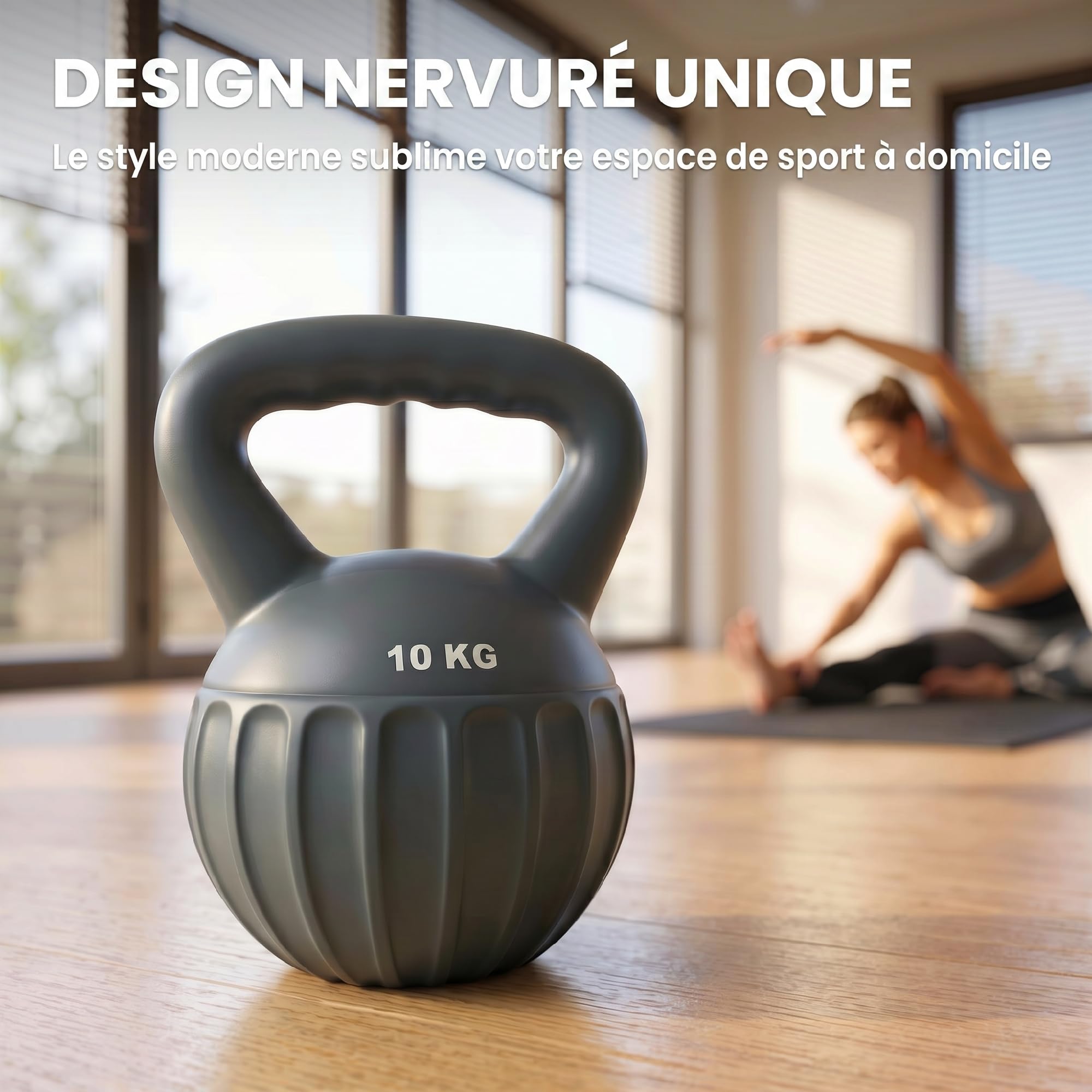 SPORTNOW Kettlebell, 10 kg, impugnatura antiscivolo, palestra, Grigio