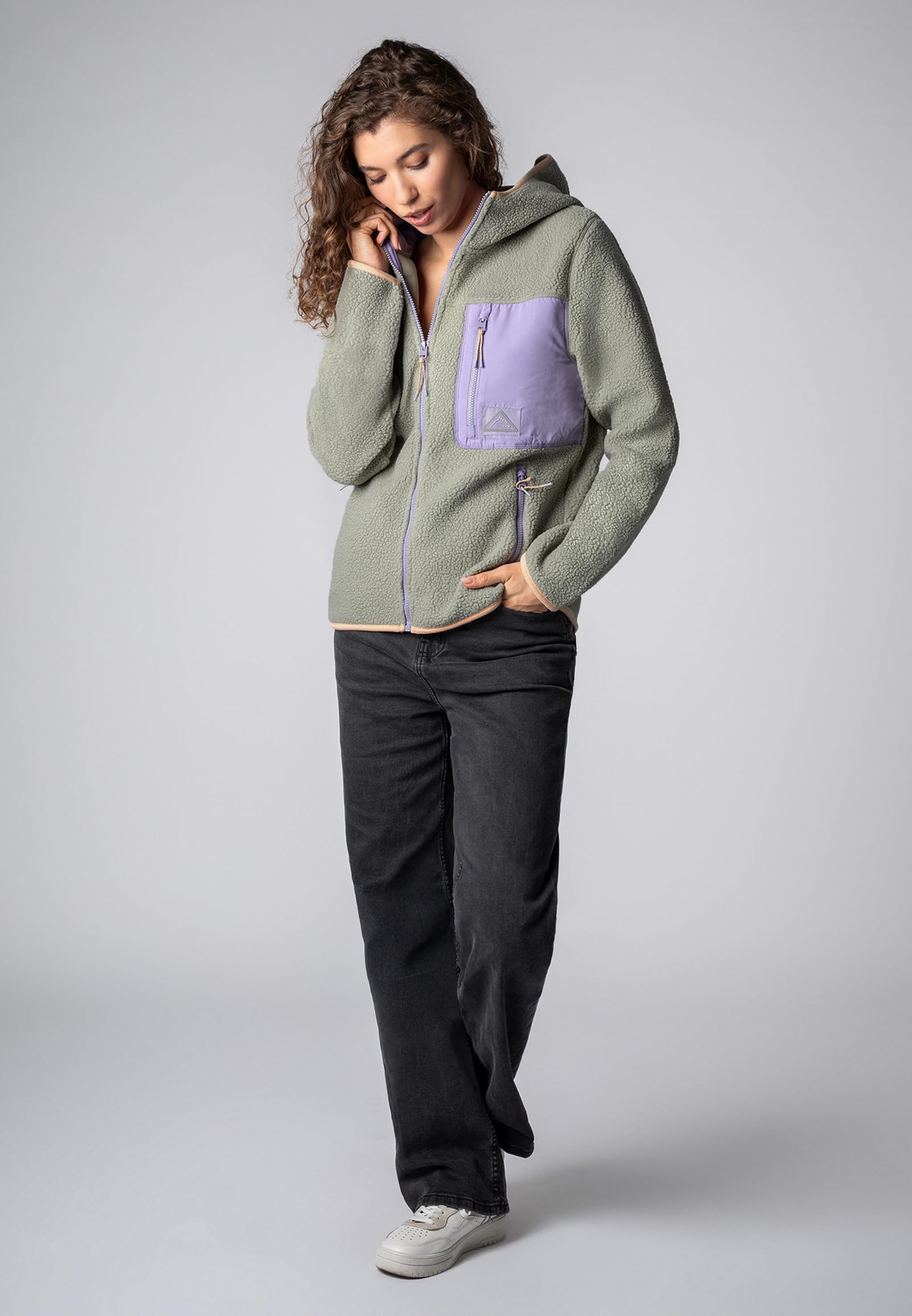 Sublevel Damen Fleecejacke mit Kapuze Kuschelig Warm
