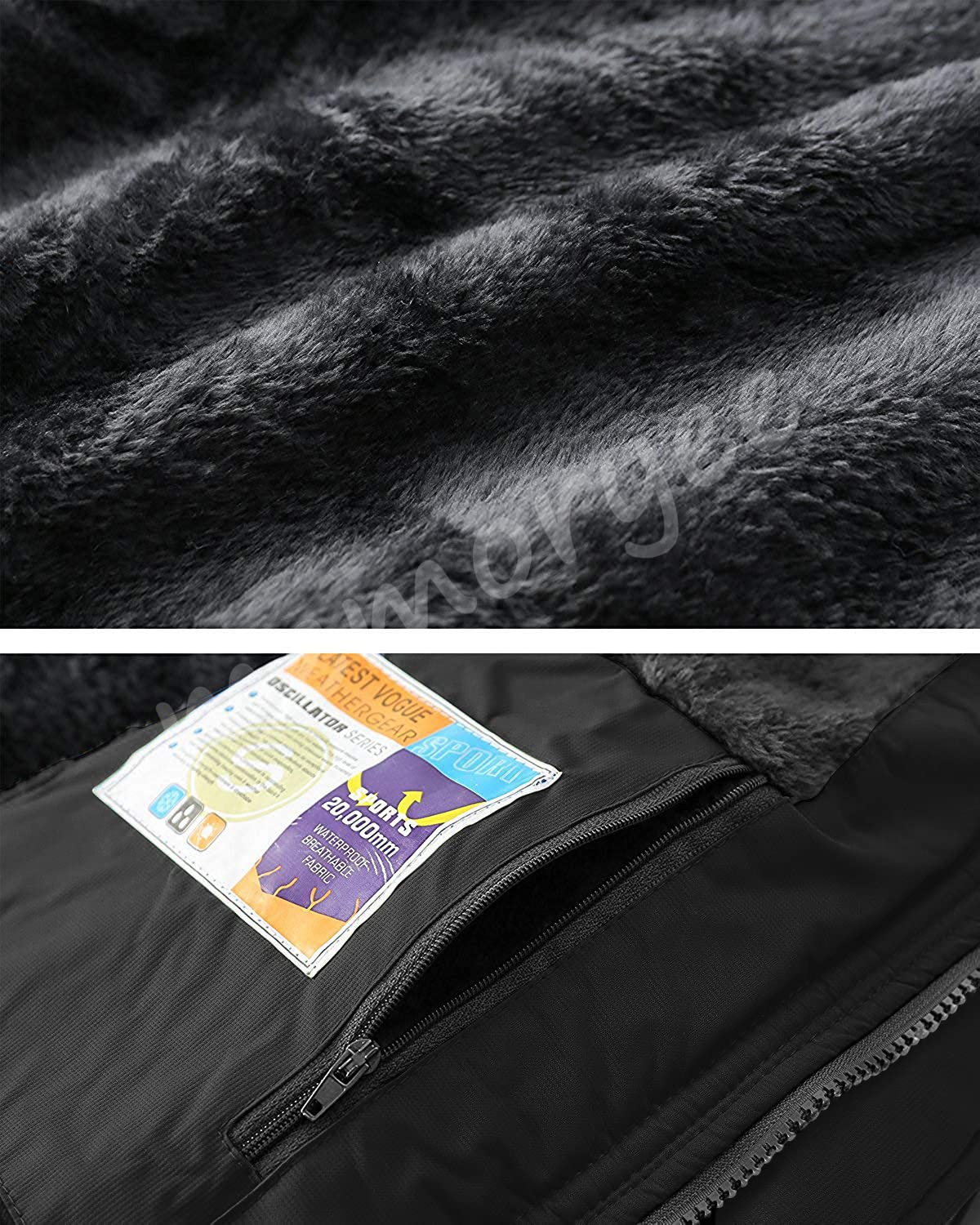 Memoryee Uomo Sci Giacca Pile Fodera Antivento Cappotto Invernale all'aperto Caldi con Cappuccio Staccabile Giacche