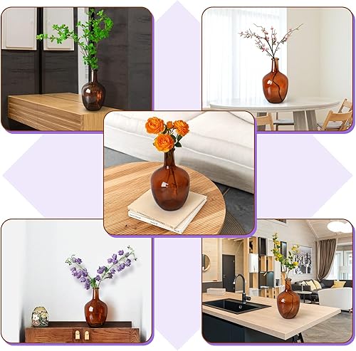 Miniatura 10 de Bfttlity Jarrón de vidrio transparente alto para ramas, jarrones de vidrio para centros de mesa en decoración del hogar (S-verde)