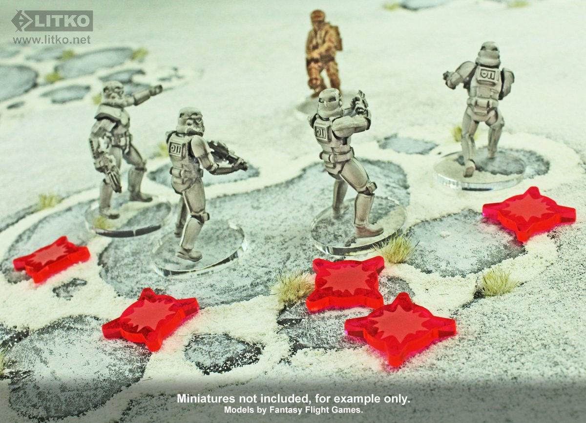 LITKO Game Token Upgrade Collection | Combat Tokens |Compatible with Star Wars: Legion | Panic | Suppression | Ion Damage | Aim | Dodge | Standby | (1-Wound & 3-Wound)