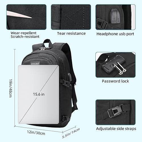 Miniatura 5 de OMOUBOI Mochila para laptop, mochila de viaje de negocios, B+negro