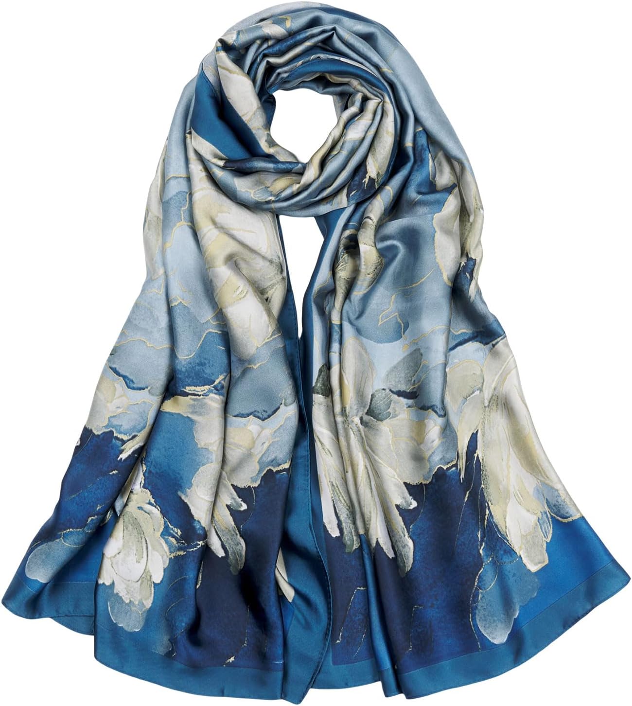 Large Silk Feeling Scarf Fashion Stain Scarves for Women Lightweight Sunscreen Floral Shawl Wraps