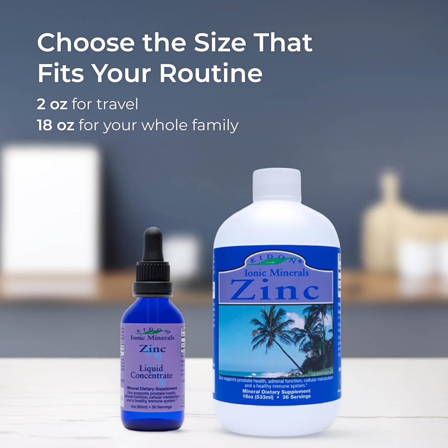 Eidon Ionic Minerals Liquid Zinc Concentrate - Ionic Zinc Sulfate Supplement Drops for Men, Women, & Kids, Support Immune System, Hair and Skin, Liver and Kidney Health - 18 oz