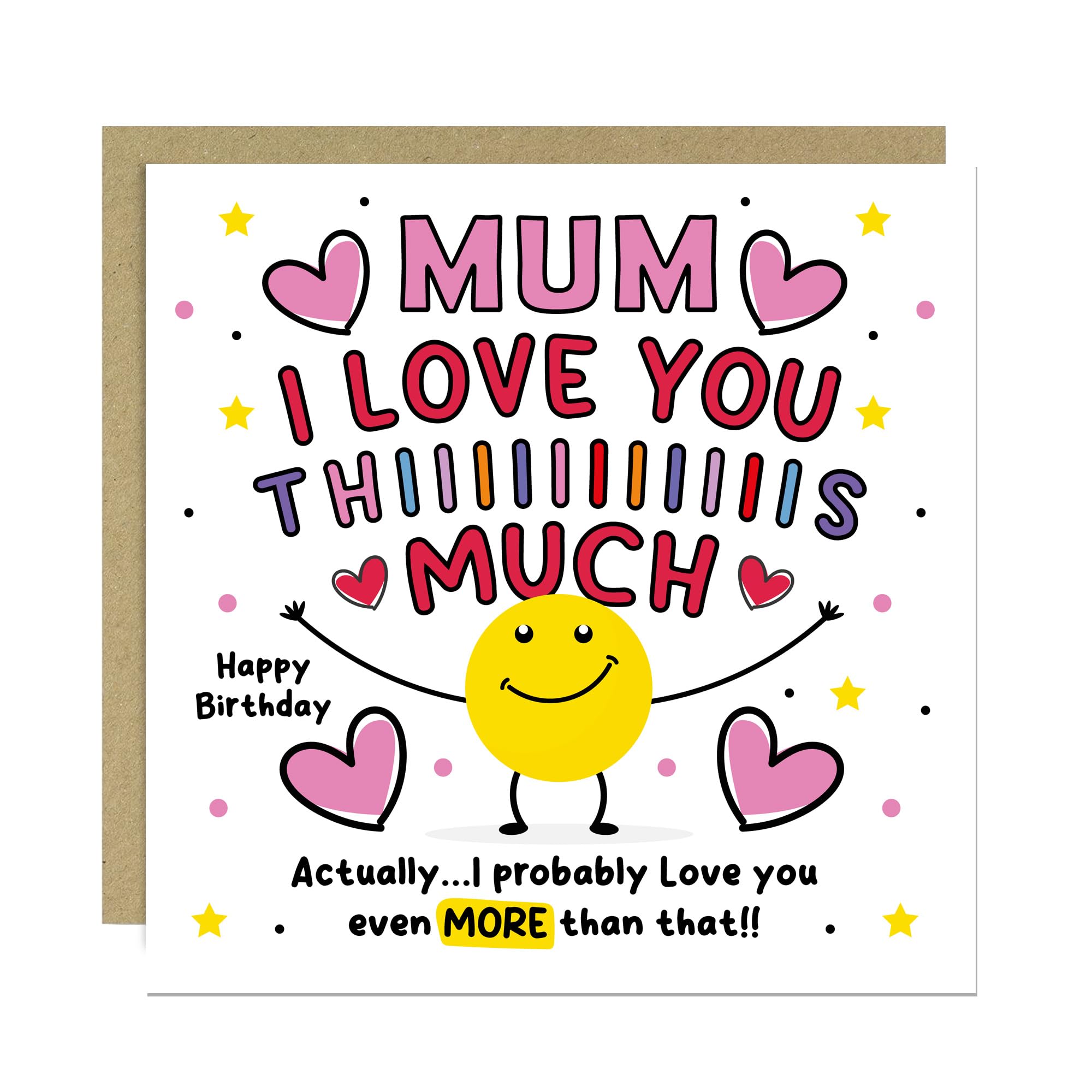 RED OCEAN Mum Birthday Card For Her Mum Cards From Children Daughter Son 145x145mm With Kraft Envelope Cute Birthday Cards