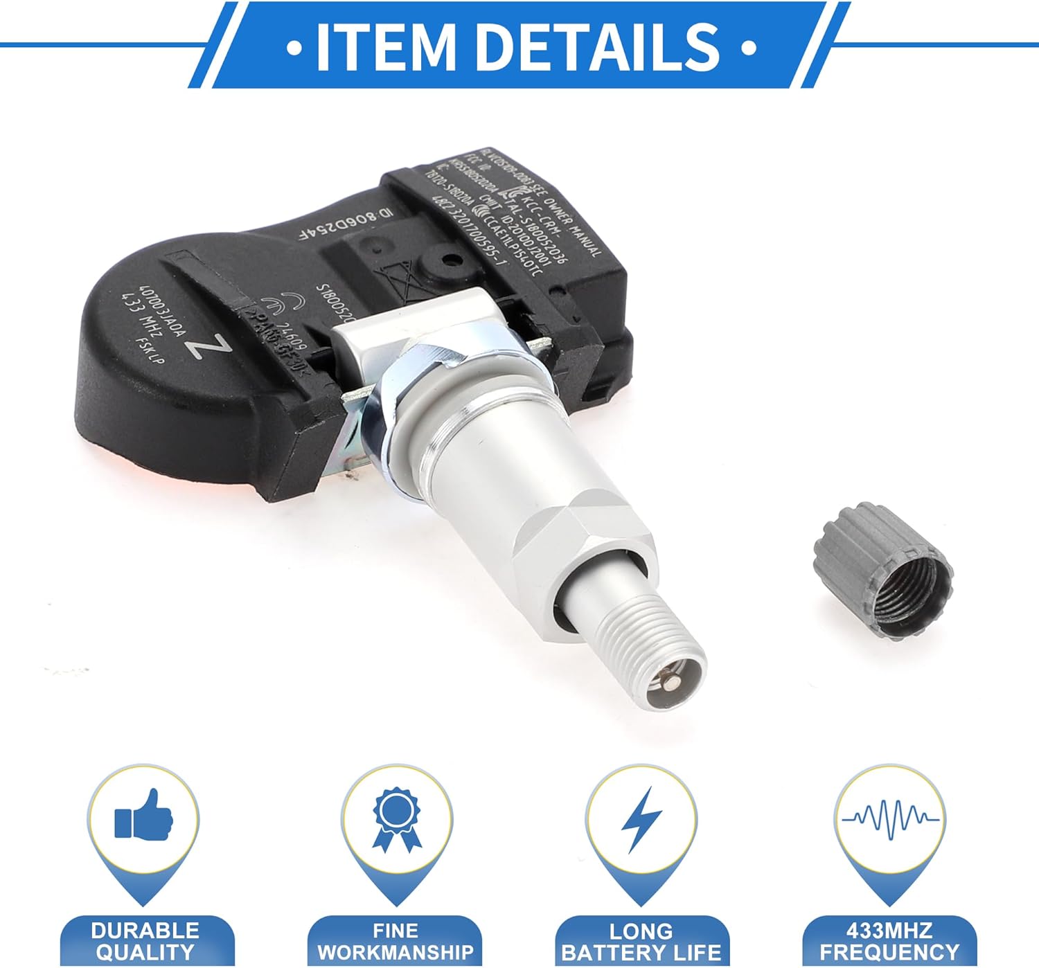 1 Pc Tire Pressure Sensor for Nissan Altima 2013-2018 Durable Metal Black Inner TPMS Sensor