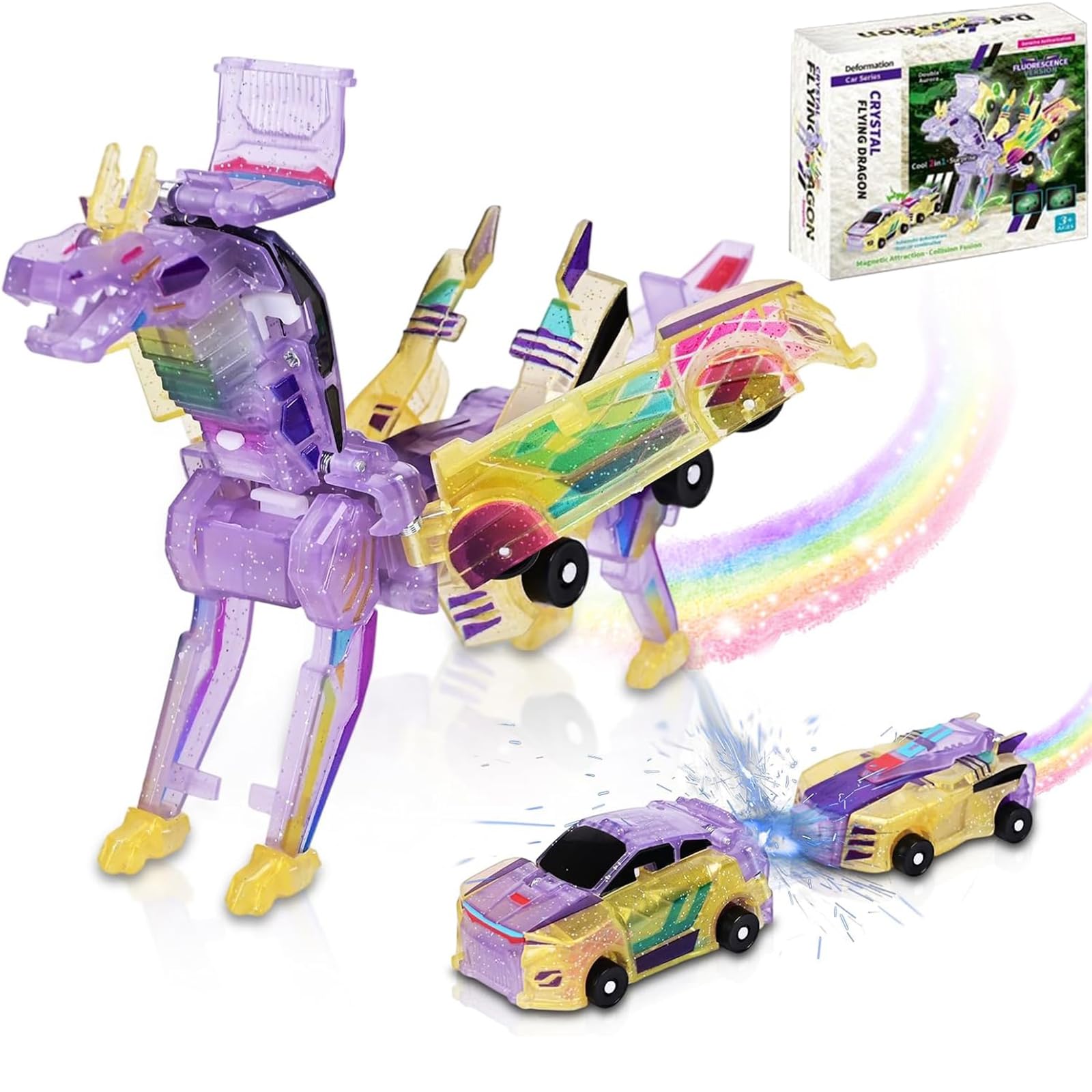 Voiture De Dinosaure Transformable Par Collision, Jouet Magnétique