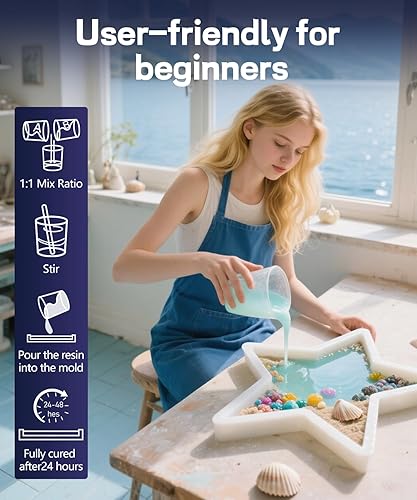 Miniatura 7 de GRLELOU Kit de resina epoxi de vertido profundo de 1.5 galones, resina epoxi transparente fácil de mezclar 21, no amarillea, sin burbujas, alto