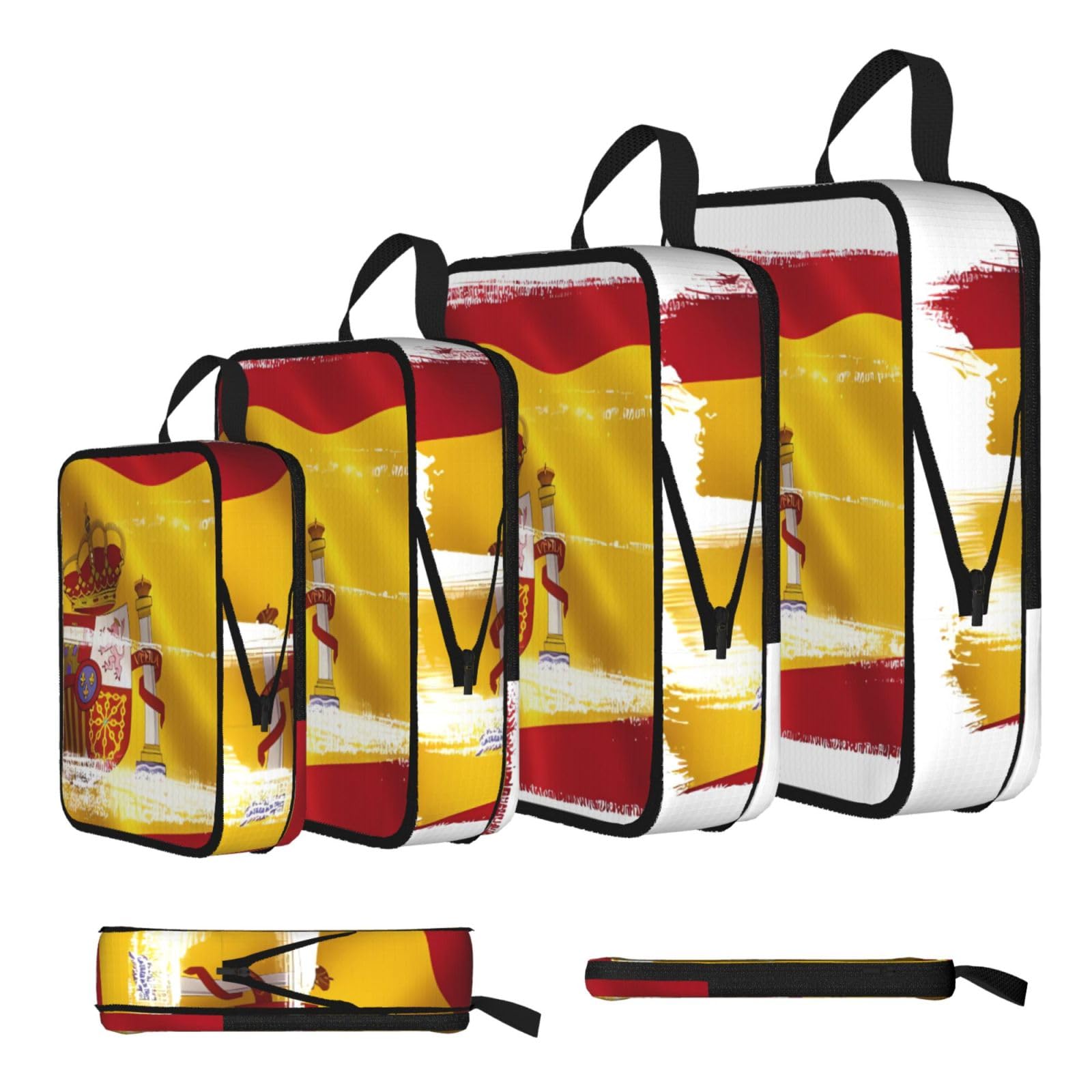 Sxzvvbn Black Spain Flag Compression Packing Cubes 4 Piece Set