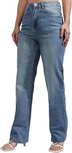 Tokyo Talkies Women's Straight Fit Regular Jeans | Stretchable Mid-Rise Jeans Pant