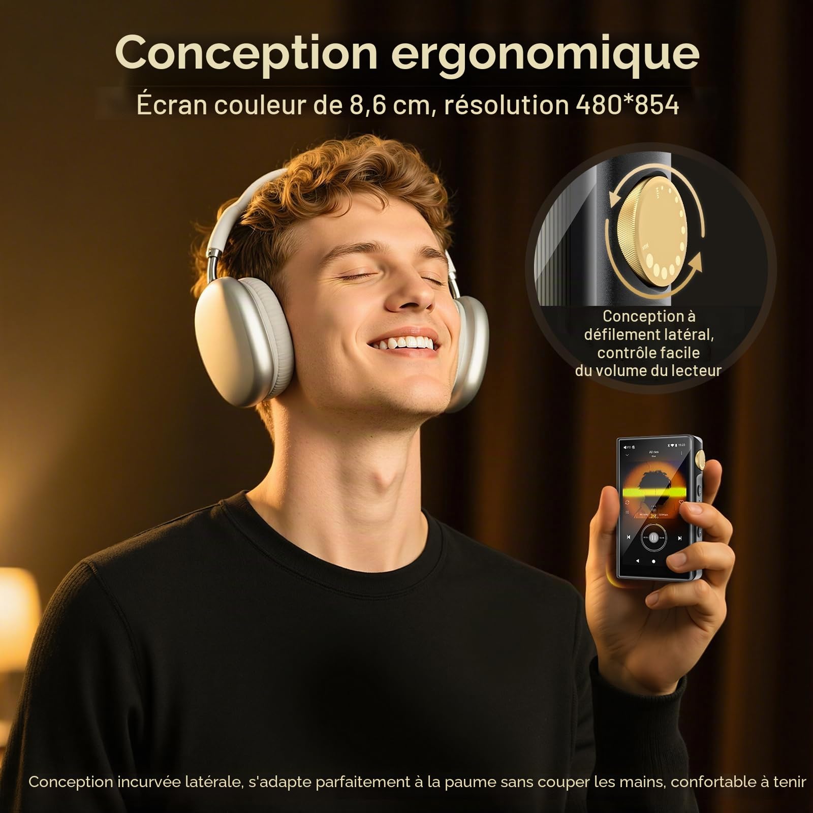 Lecteur MP3 HiFi avec Bluetooth et WiFi, Lecteur de Musique Haute résolution ZAQE Android 12, DAC DSD sans Perte Flac, Équipé d'une Carte mémoire de 64 Go, Prend en Charge jusqu'à 512 Go