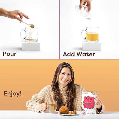 Miniatura 5 de Waka - Té instantáneo de calidad  Polvo de té verde con sabor a granada sin azúcar añadido y sin azúcar  100% hojas de té  Bolsa a granel de 4.5