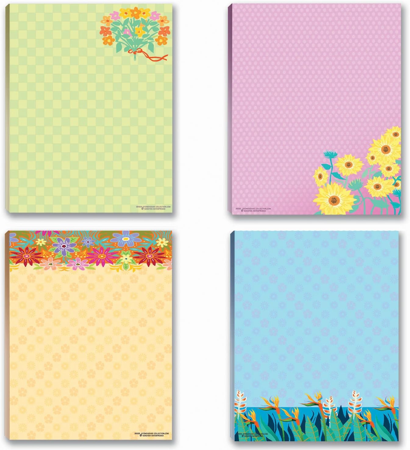 Floral Notepads 4 Assorted Note Pads Flower Theme Pads