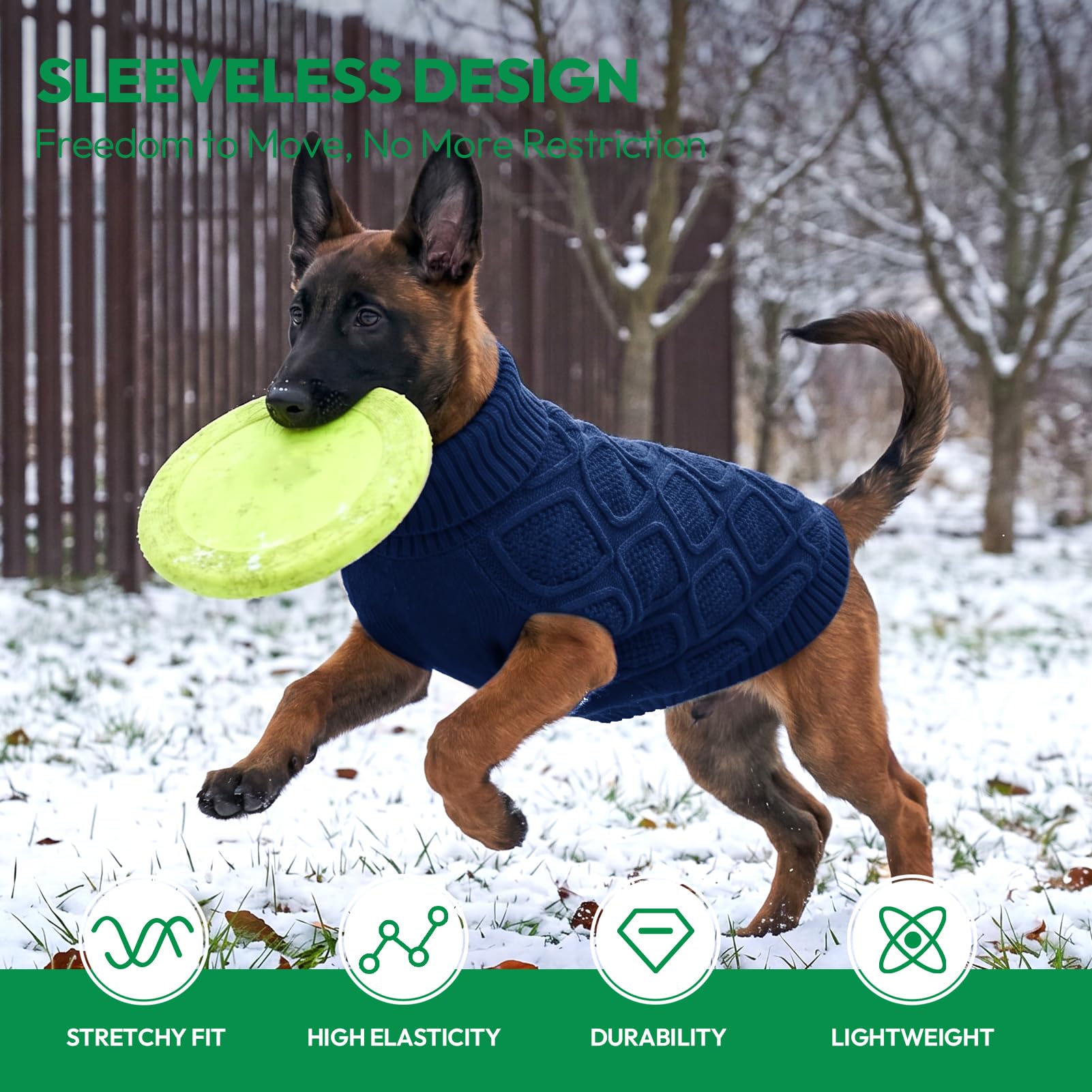 KONVINIT Pull Chien Hiver, Pull Col Haut sans Manche Motif Losanges Pull pour Chien XS à XXL 4 Couleurs Cadeau Animalier