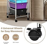 Vista 5 de MEDIMALL 6 Drawers Rolling Storage Cart, Multipurpose Craft Storage Cart with Wheels, Mobile Tools Scrapbook Paper Organizer Cart for Office School