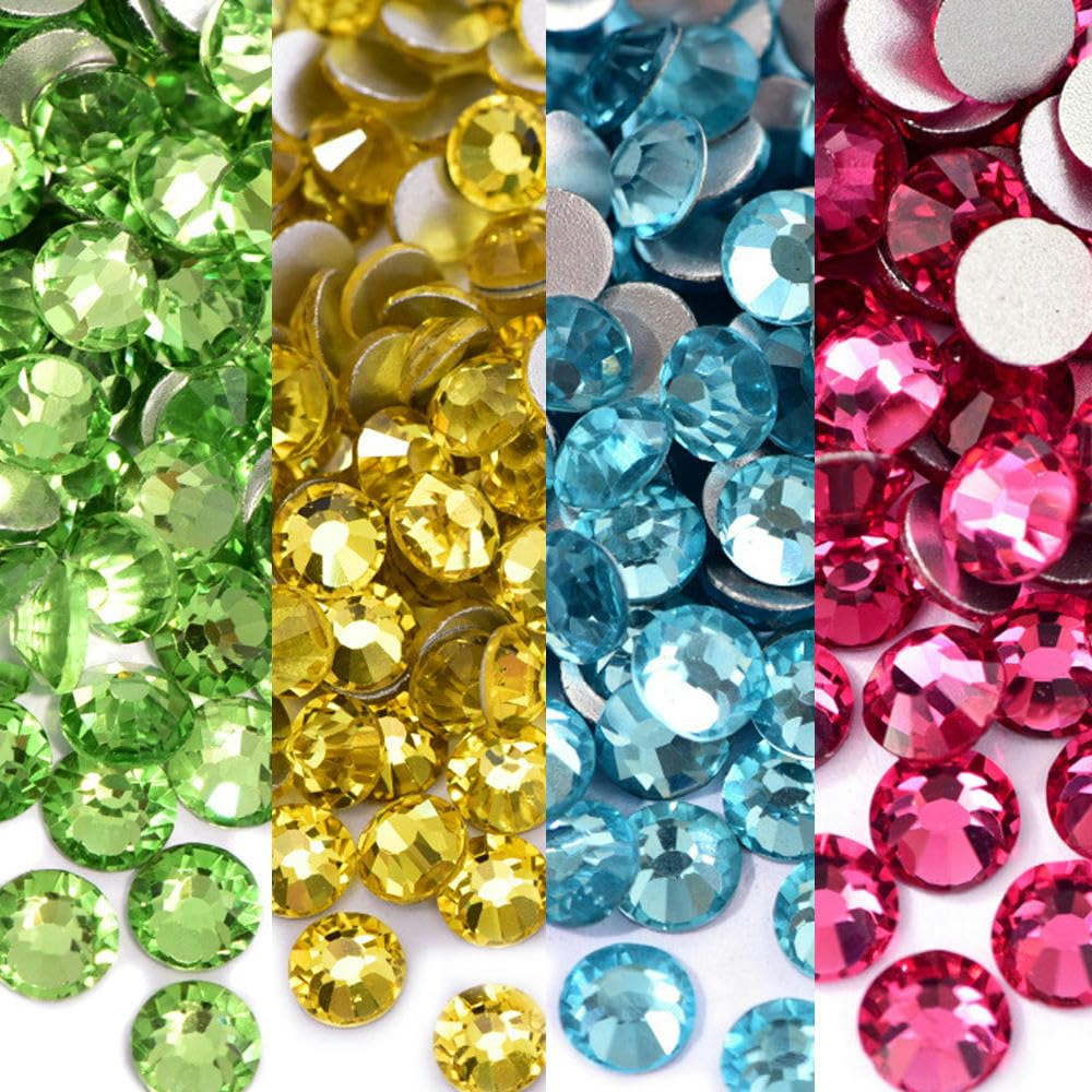 SS3-SS34 Lot de 288 strass bleu foncé pailletés pour ongles de téléphone, accessoires de nail art - Mid Siam-SS34 (288 pièces) bleu foncé SS20 (1440 pièces)