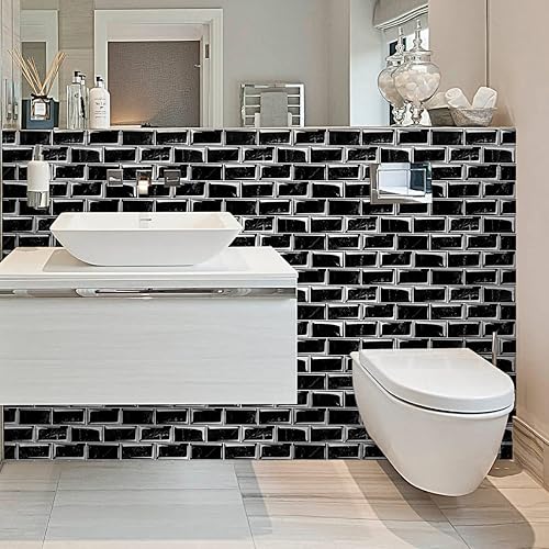 Miniatura 7 de Livebor Papel tapiz de cocina negro para despegar y pegar, papel tapiz de cocina de 15.7 x 118.1 pulgadas, papel de contacto decorativo para