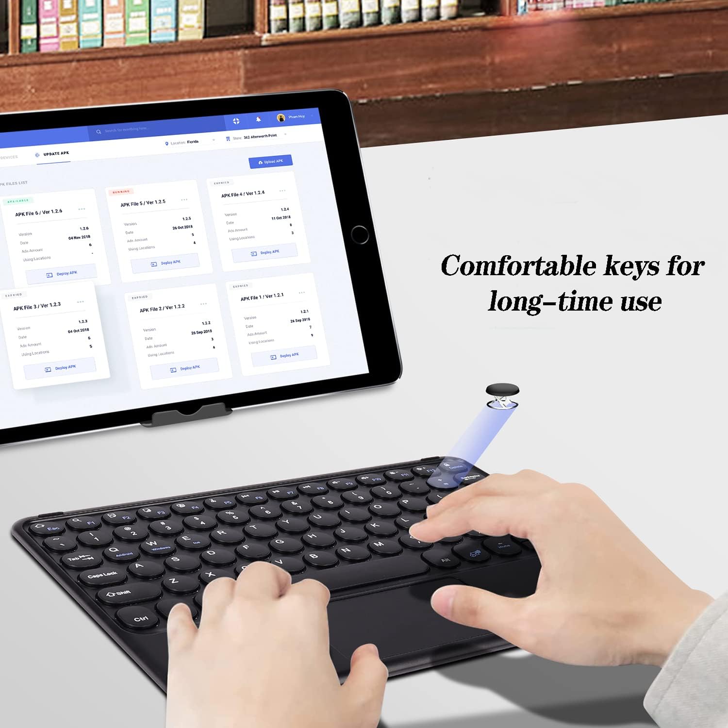 Hands typing on the keyboard