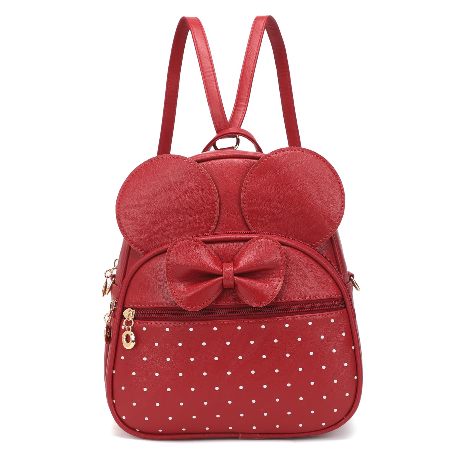 Girls Bowknot Mini Backpack Mouse Ear Polka Dot Convertible Shoulder Purse