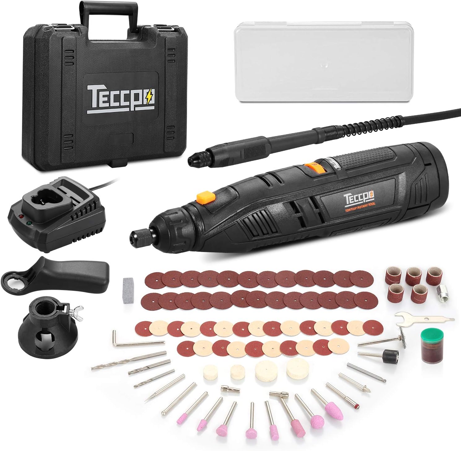 Cordless Rotary Tool, TECCPO 12V Rotary Tool with Variable Speed 5000