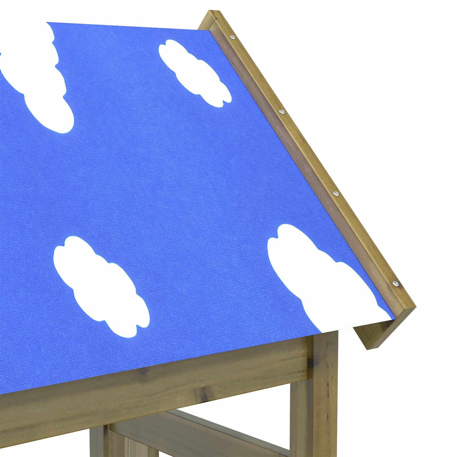 Torre da gioco marrone in legno massiccio impregnato, 52,5 x 46,5 x 208 cm, con scivolo, altalena, arrampicata, per giardino, esterno, casetta dei bambini, tenda da gioco, parco giochi