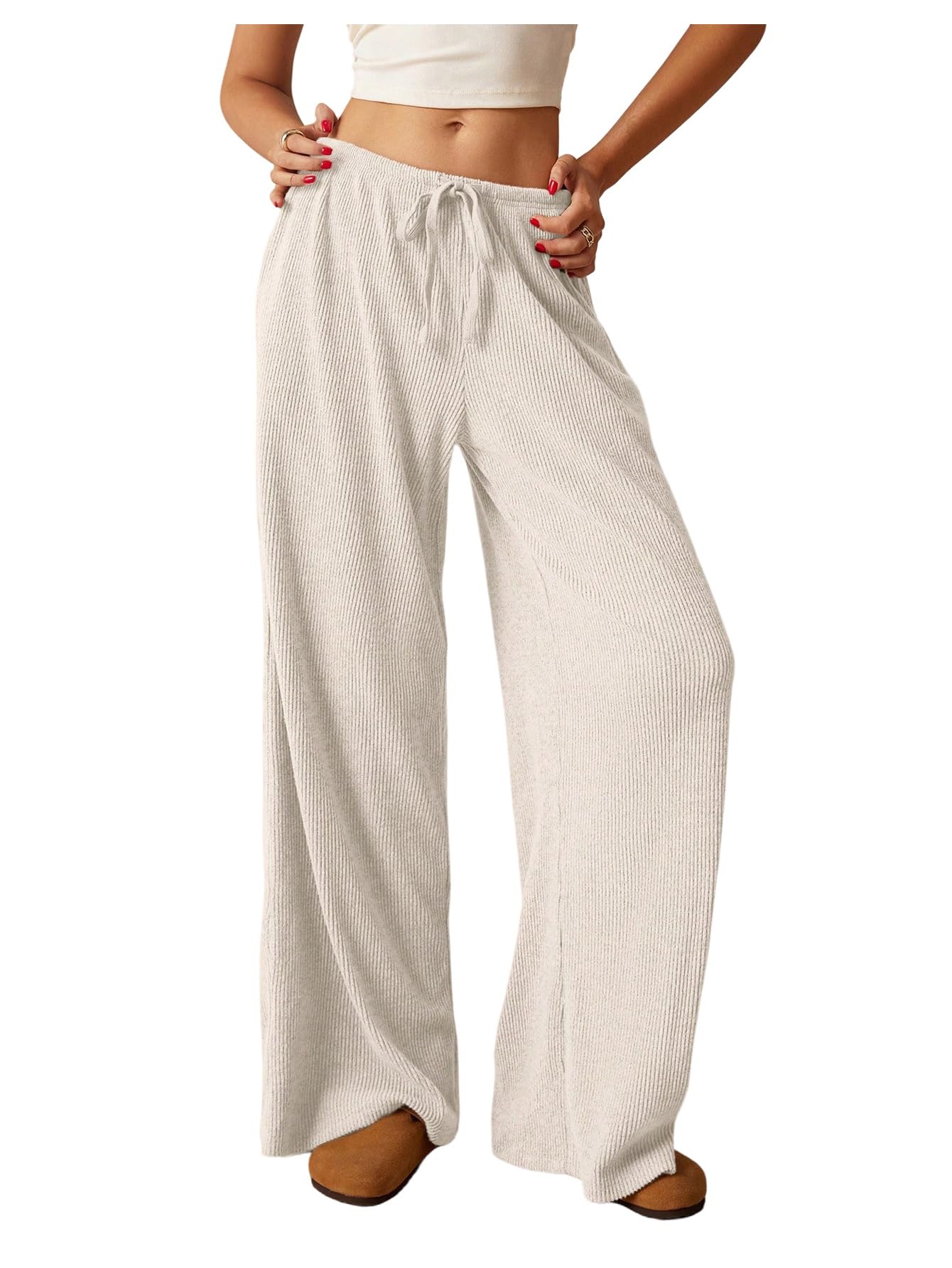 SOLY HUX Womens Wide Leg Baggy Casual Pants Drawstring Elastic Waist Lounge Sweatpants Trousers