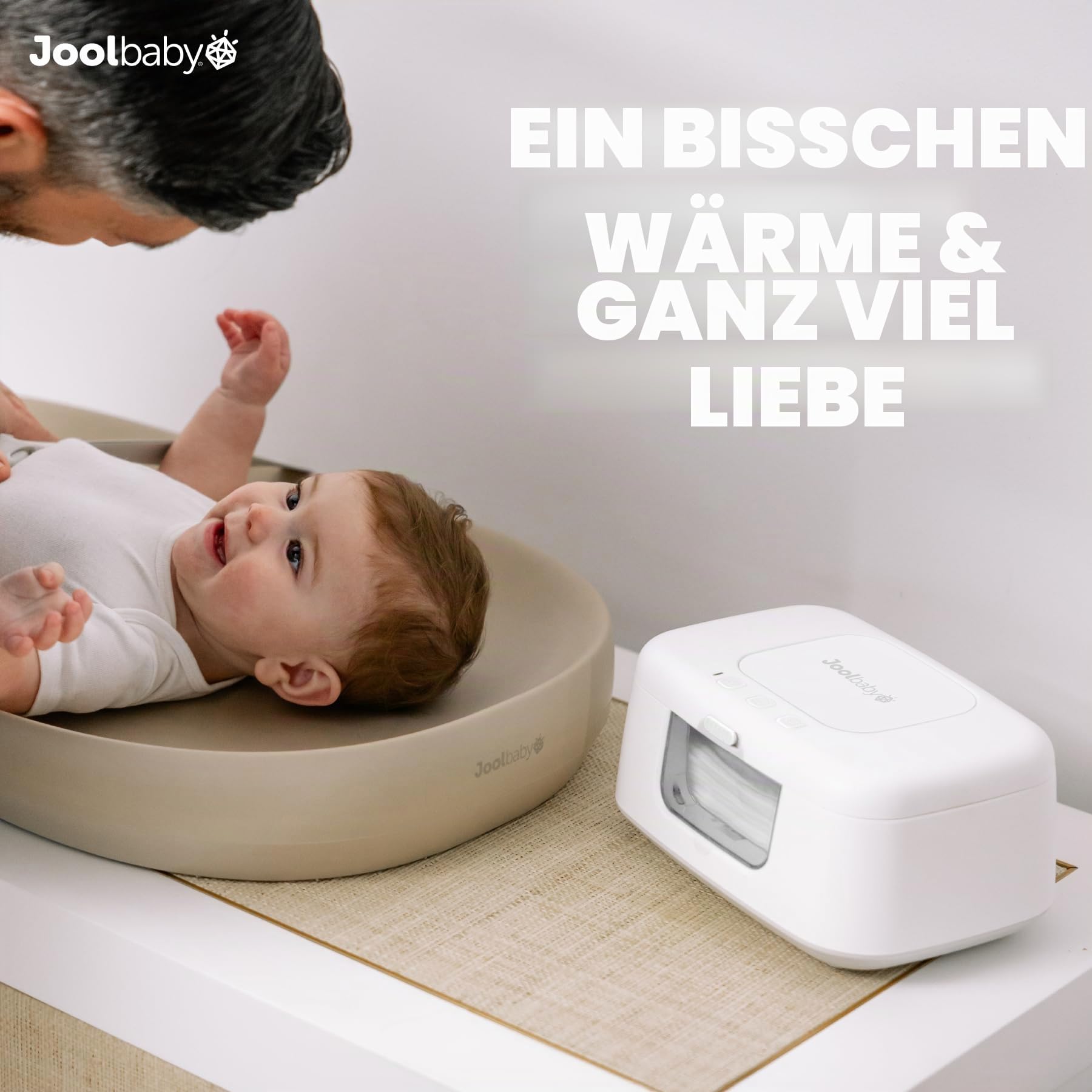 TinyBums Baby-Feuchttuchwärmer & Spender mit LED-Wechsellicht & Ein-/Aus-Schalter (Weiß) - Jool Baby