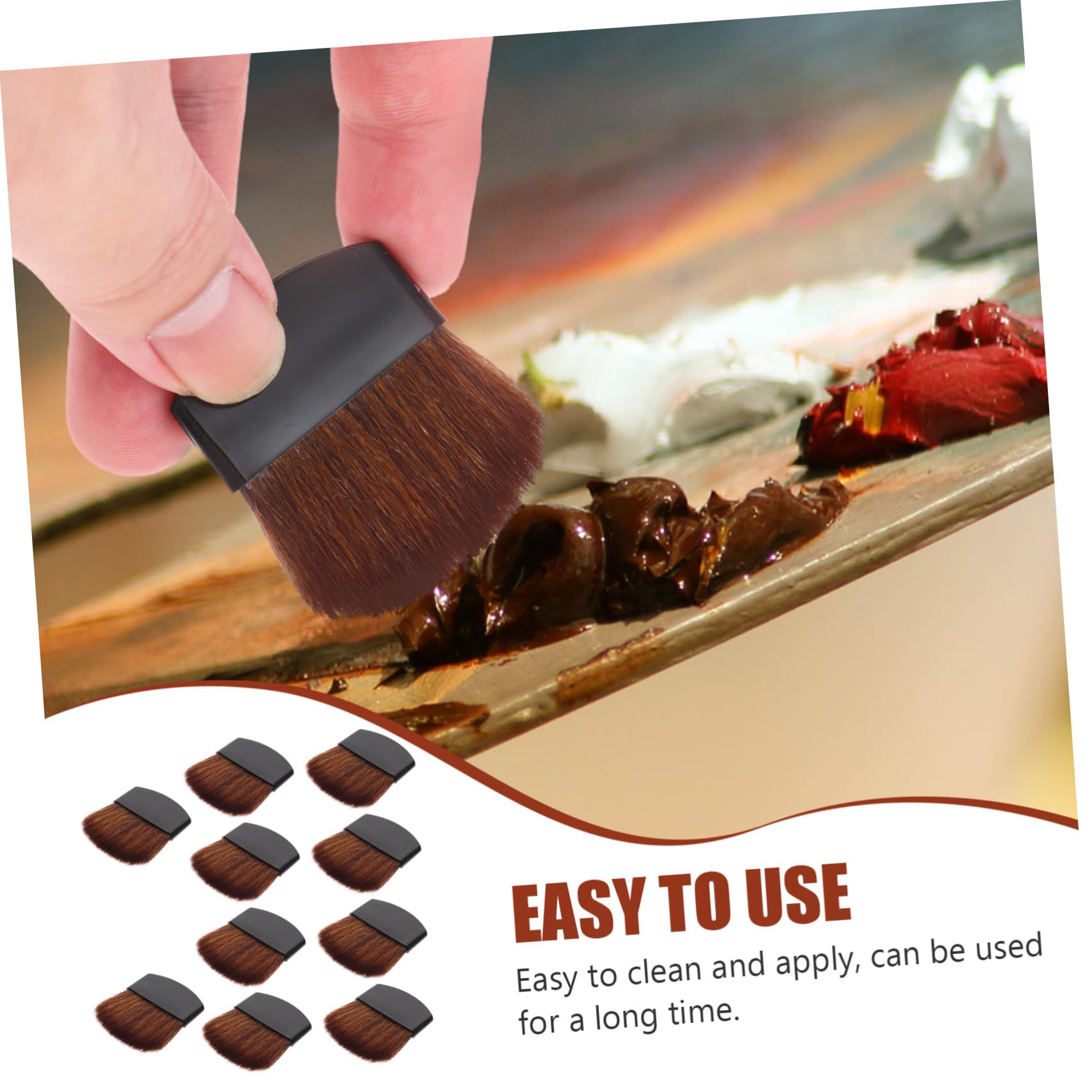 SEWACC 50 Pièces Mini Brosse Pinceau de Peinture Artistique Pinceau Plat Pinceau Sumi balayette Control Pinceau Blush Pinceau Aquarelle portatif Pinceau d'artiste Multifonction Bois Black