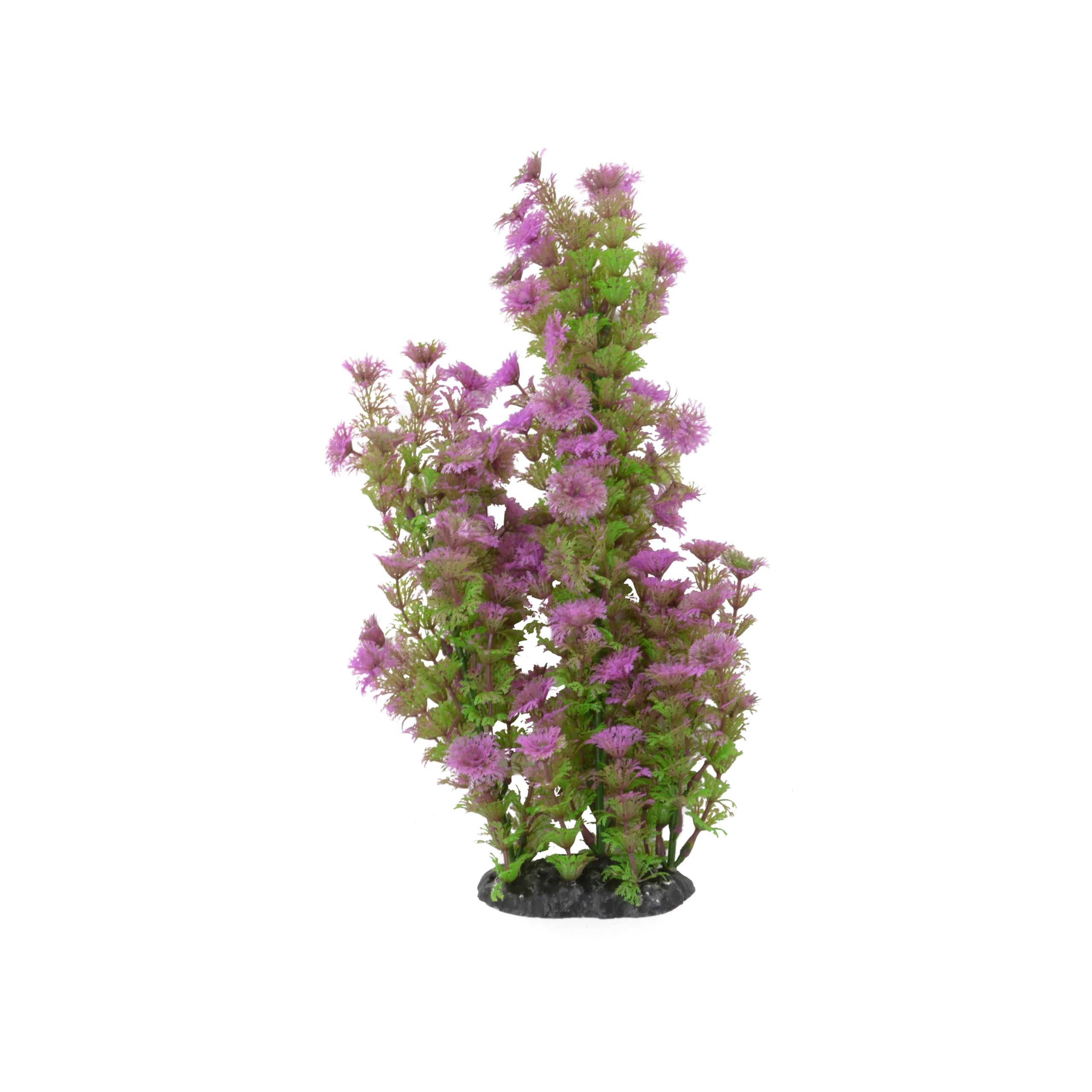 CNZ Aquarium Plastic Plant Decoration w Ceramic Base Medium 15-inch, Green Purple