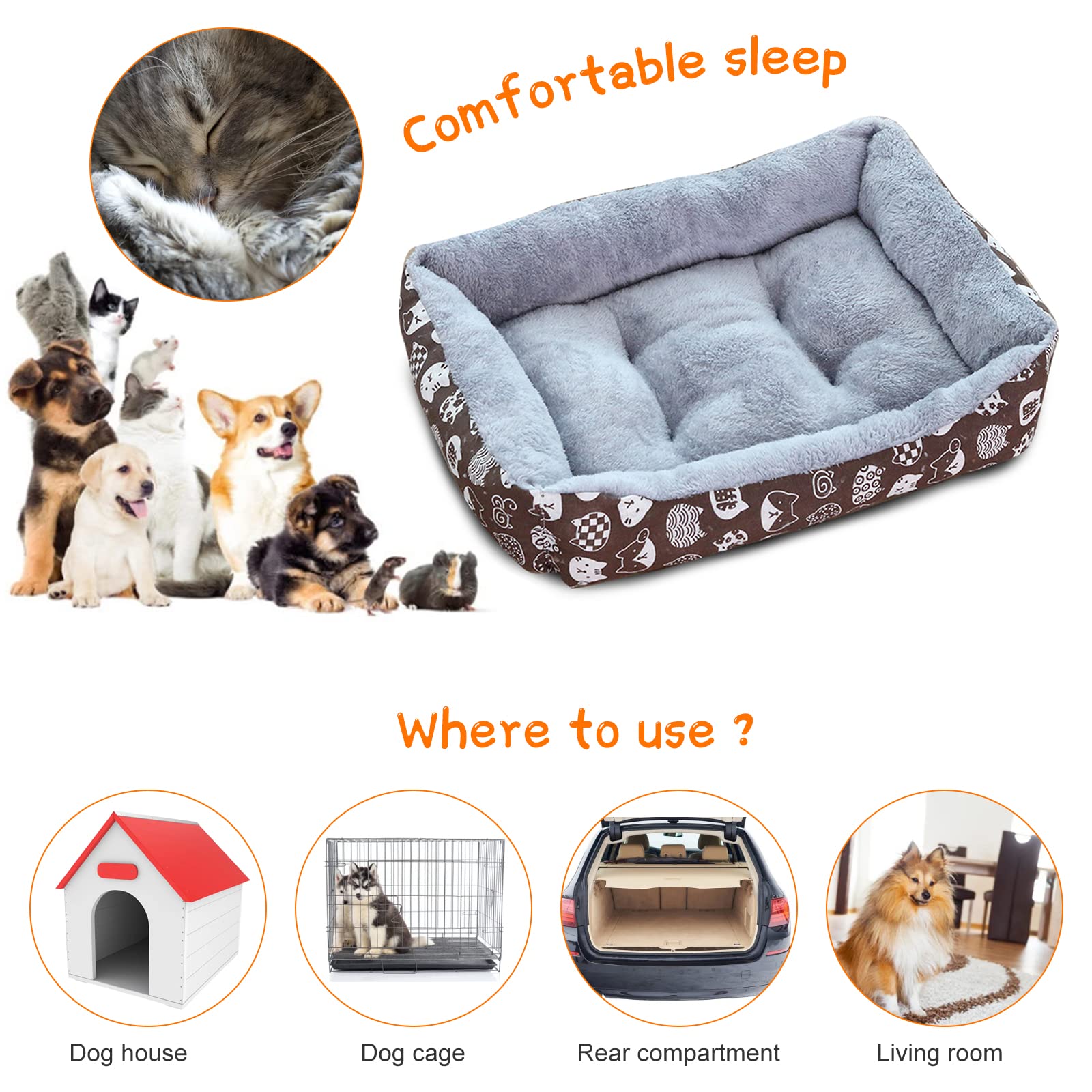 PETCUTE Panier pour Chien Confortable,Lavable Coussin pour Chien et Chats,Lavable en Machine,Lit Douillet pour Animal de Compagnie,Respirant Coussin Chien Lit pour Chien avec Antidérapant Bas