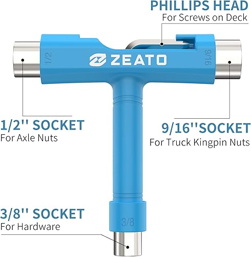 Miniatura 2 de All-in-One Skate Tools Multi-Function Portable Skateboard T Tool Accessory with T-Type Allen Key and L-Type Phillips Head Wrench Screwdriver Azul