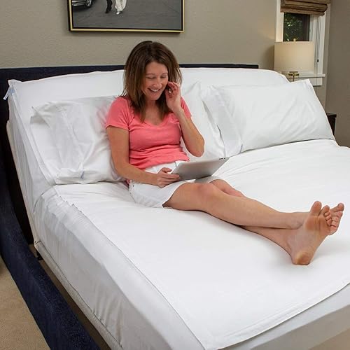 Miniatura 4 de Sábana bajera ajustable QuickZip - Incluye 1 base y 2 sábanas con cremallera - Fácil de cambiar, no se desprende - Algodón satín 400 TC - Bolsillos