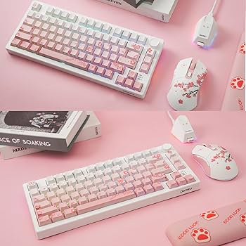 Dareu EK75 Pro ピンク無線キーボード 本体 Amazon.com: DAREU EK75PRO Sakura Pink Wireless Mechanical