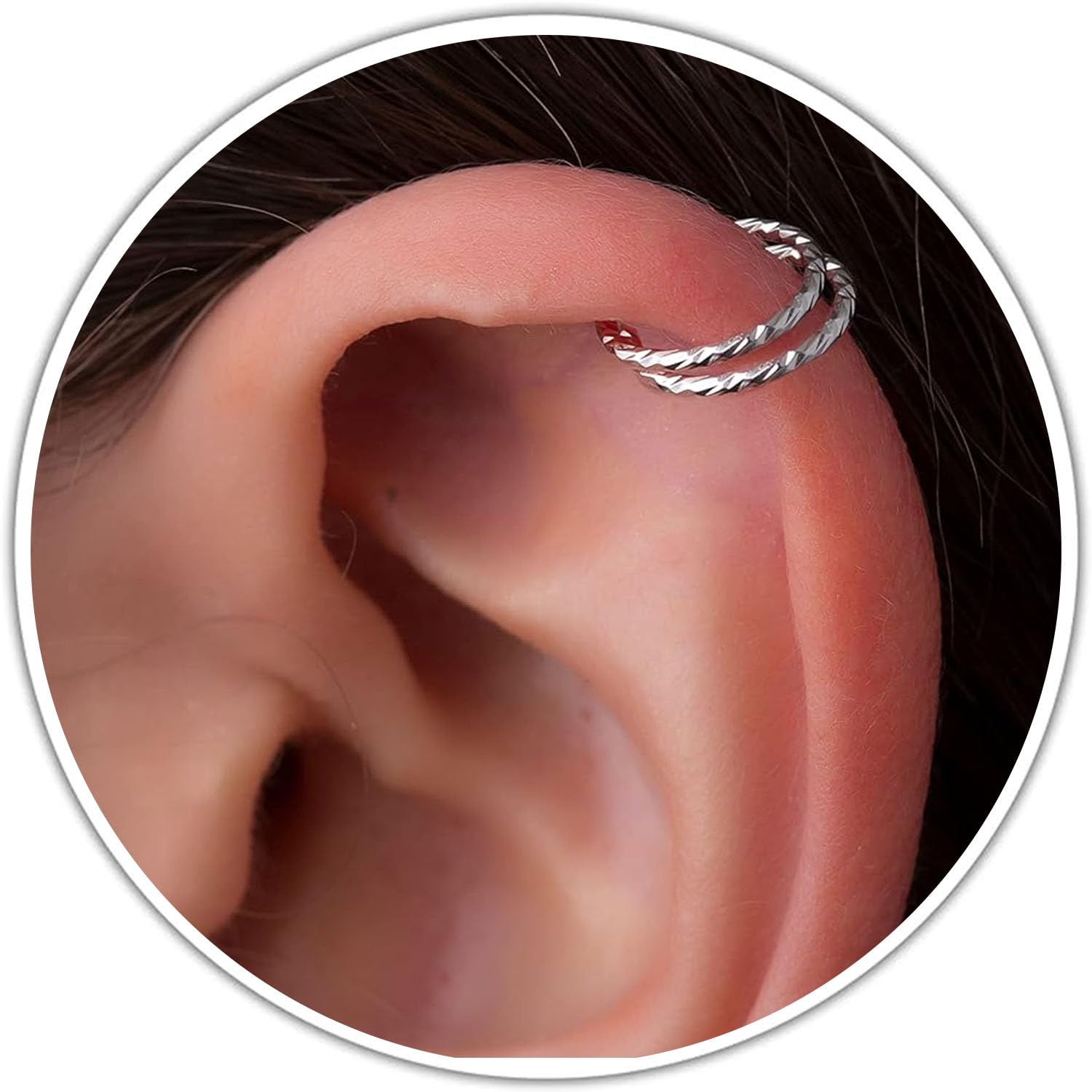 Fake Double Helix Ring 20 Gauge Hammered Silver Faux Helix Rings No  Piercing Needed Artificial Ear Jewelry