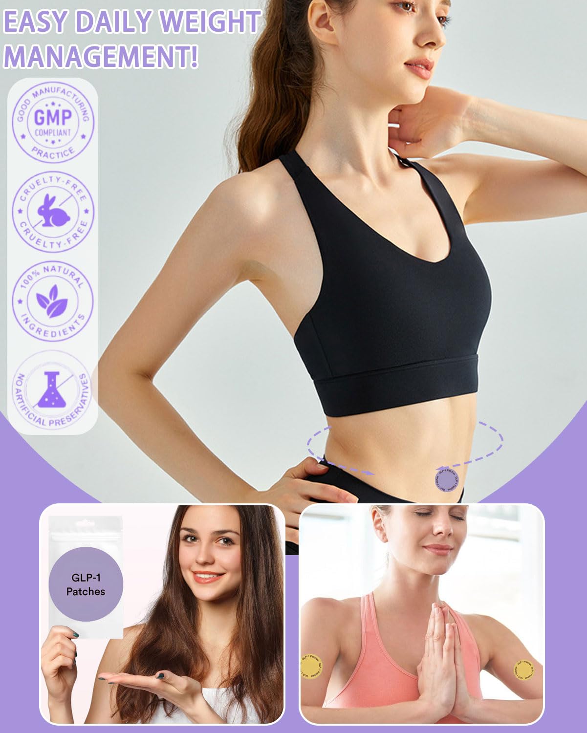 GRETY Parches GPLP-1 Para El Equilibrio Metabólico, Soporte de Forma Saludable, Pegatinas de Ayuda al Metabolismo de Apoyo para La Piel del Vientre Toda La Piel | 60Pcs - 5