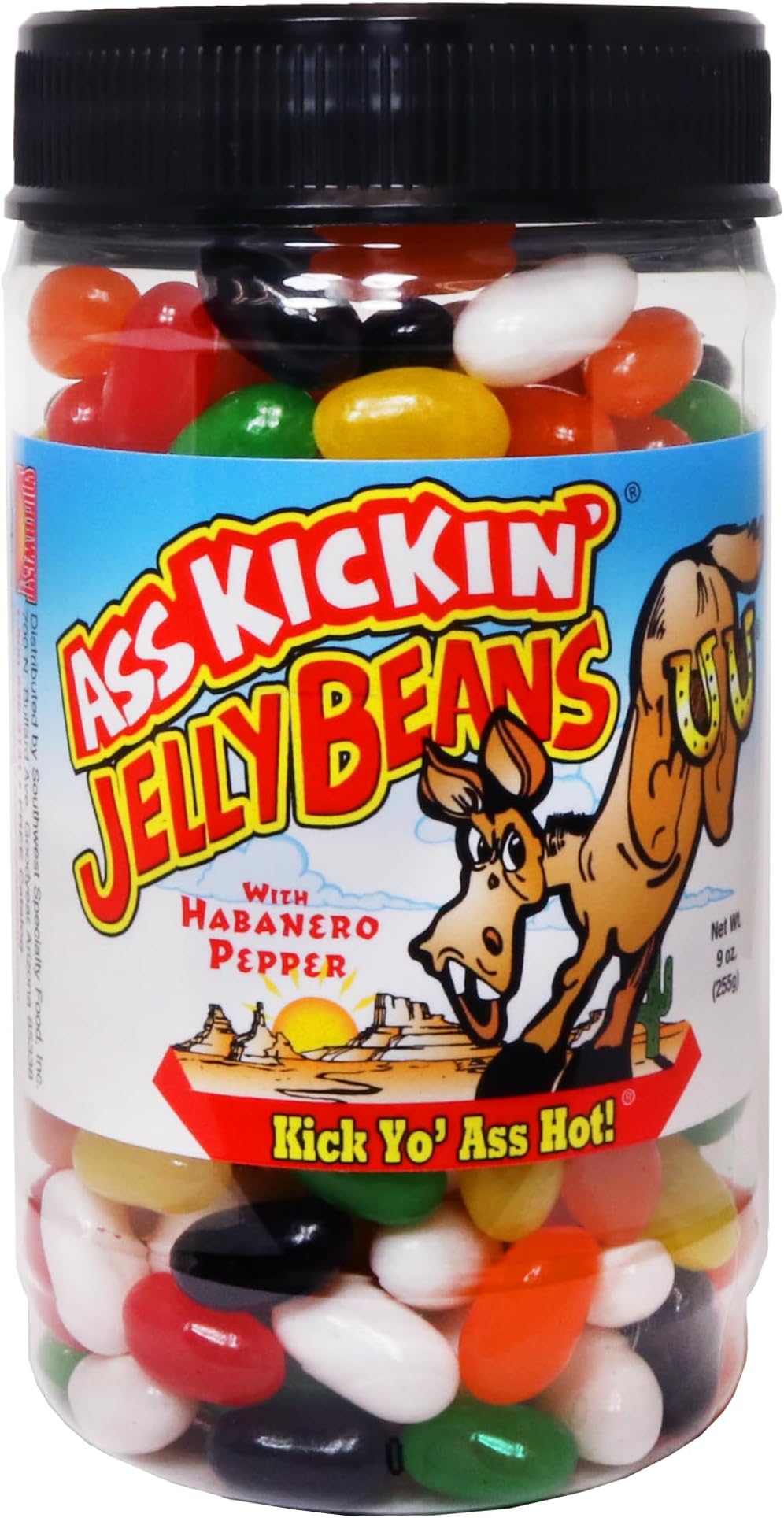 ASS KICKIN’ Hot and Spicy Jellybeans with Habanero Pepper - 9 Oz Resealable Jar - Great for Easter Candy or Food Challenge - Try the Gourmet Spicy Jelly Beans Candy