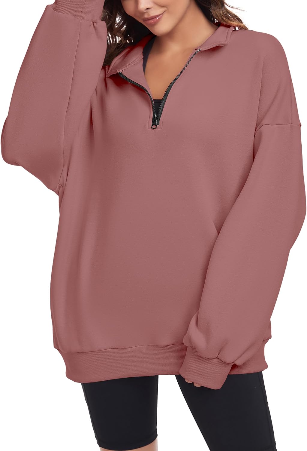 Oversized Sweatshirt for Womens Half Zip Pullover Top Casual Long Sleeve Fleece Sweatshirt