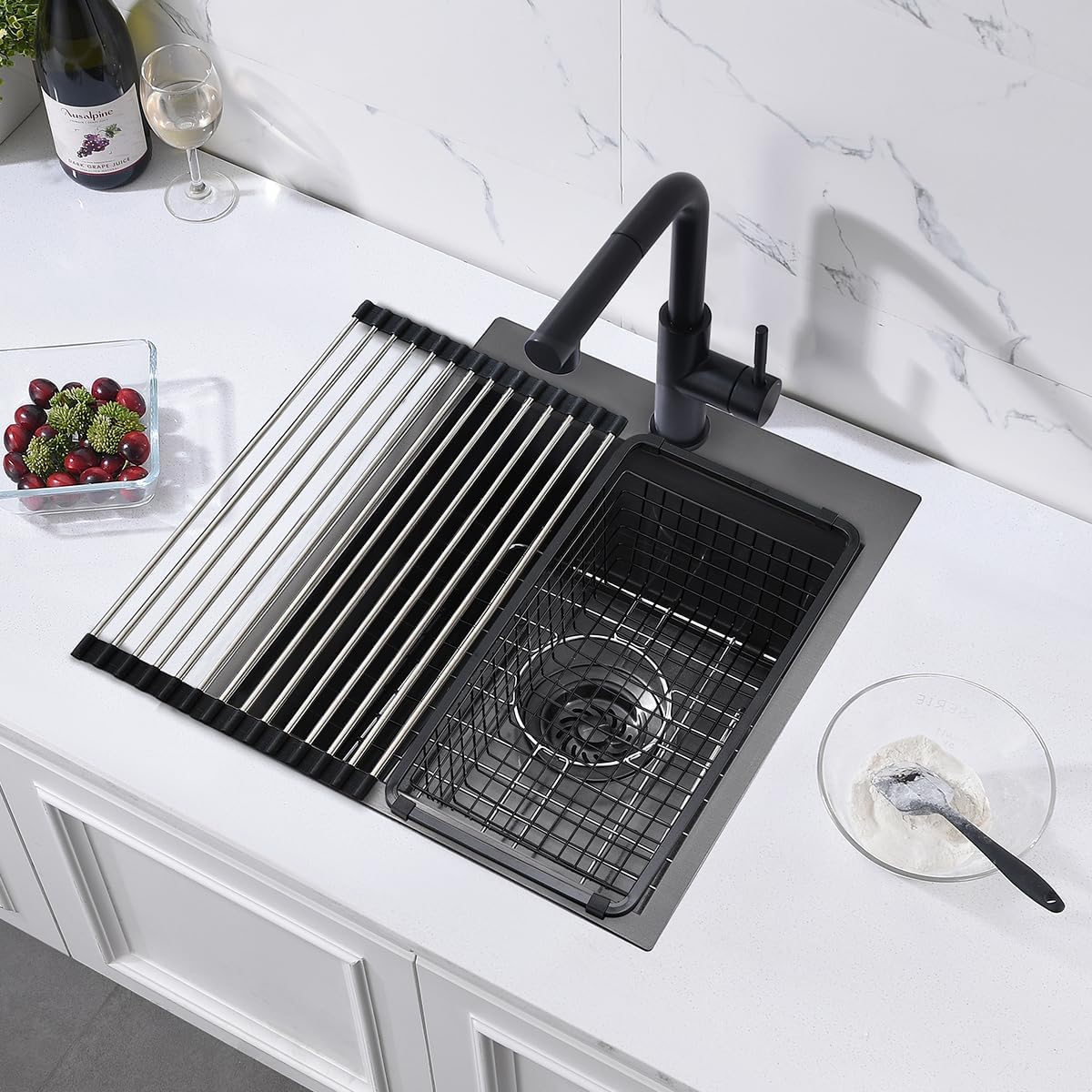 15 Drop In Black Bar Sink, ZDHHT 15 x 18 x 10 Inches 16 Gauge T304 Black Stainless Steel Small Kitchen Sink Bar Prep Topmount Kitchen Outdoor Sink Laundry RV Sink