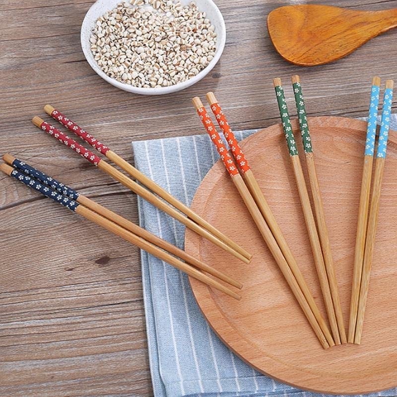 Pratik 2'li Desenli Yıkanabilir Kore Çin Bambu Chopsticks Yemek Çubuğu |desenli Bambu Chopstick