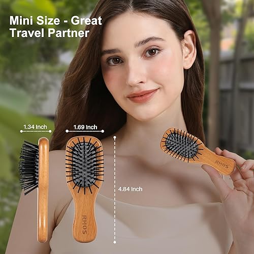 Miniatura 2 de Cepillo plegable con espejo para mujeres, hombres y niños, mini cepillo de pelo portátil para bolso, cepillo de pelo de bolsillo pequeño con cerdas