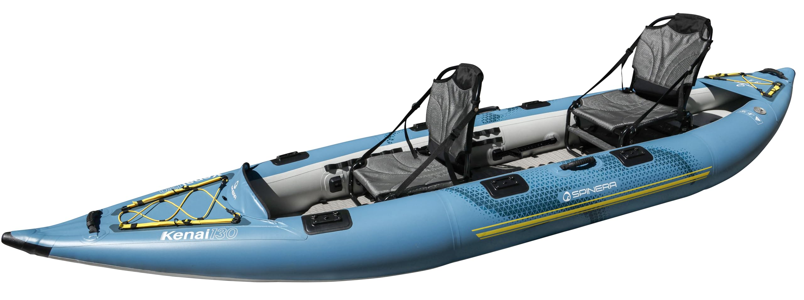 Spinera Kenai 130 – Aufblasbares Kajak 2 Personen | 396x87cm | Angelkajak & Tourenkajak | 1–2 Sitzer mit Frame-Seats | Kajak aufblasbar mit Finne & Rucksack | Allrounder für See - Fluss