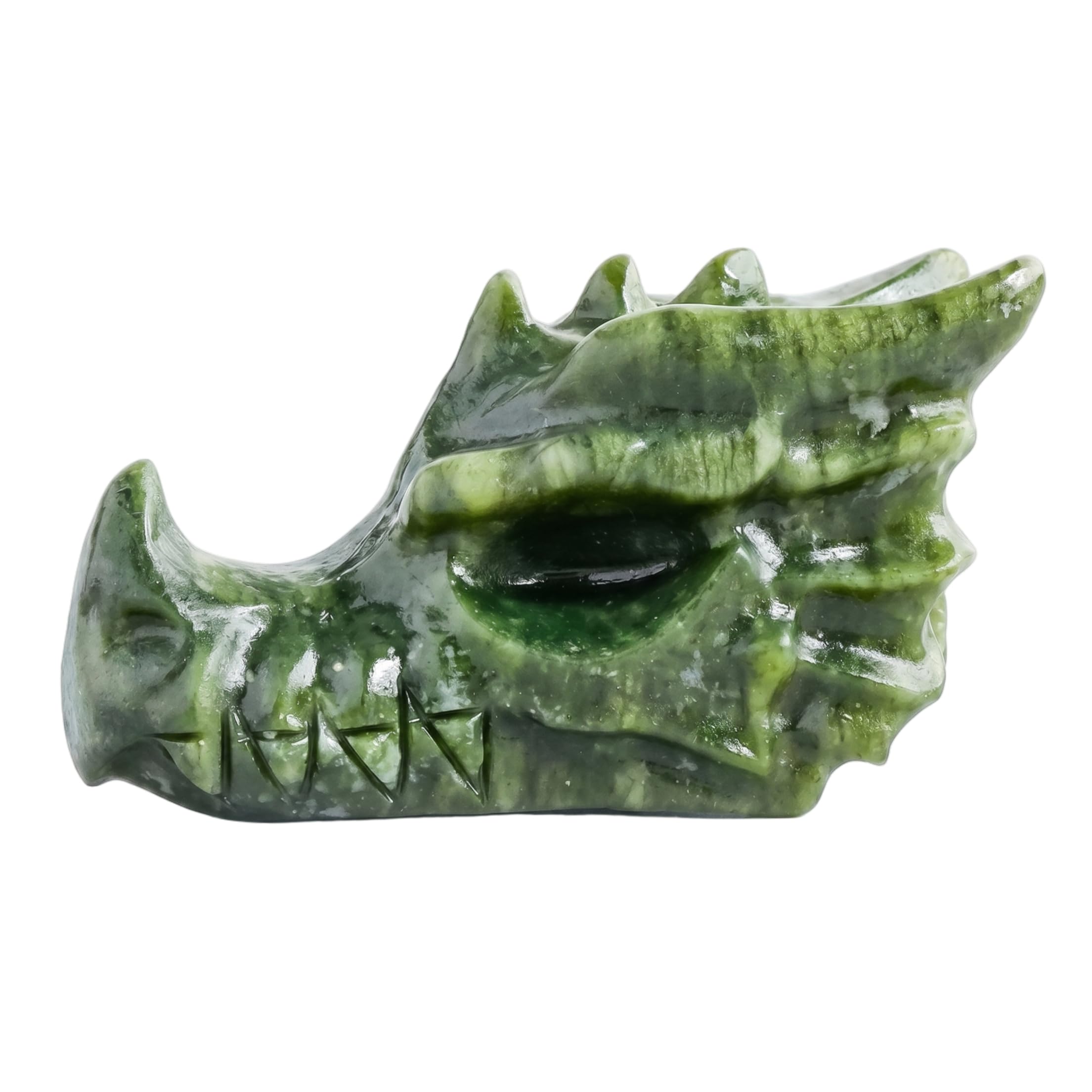 AZIDWERYQ Jade Dragon, Hand-carved Head Jade Statue Natural Small Serpentine Dragon Figurine Home & Office Decor