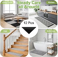 Vista 4 de 12 pinzas antideslizantes para alfombras para suelos de madera dura y azulejos, almohadillas adhesivas reutilizables de doble cara para evitar que