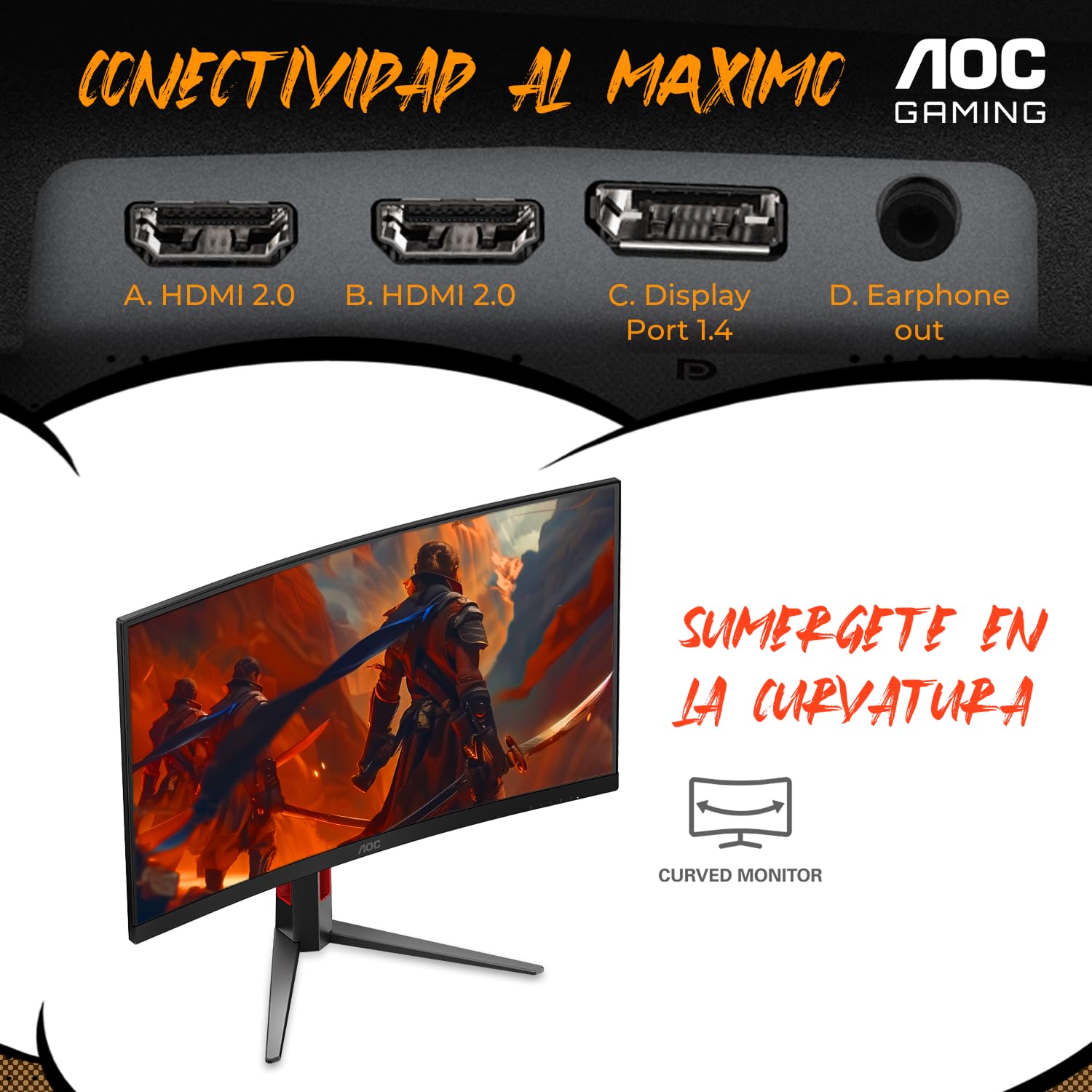 Amazon.co.jp: AOC C27G4H2 27インチ湾曲ゲーミングモニター FHD