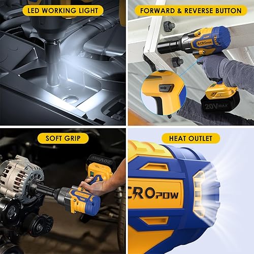 Miniatura 3 de Llave de impacto inalámbrica compatible con batería DEWALT 20V MAX, 1/2 pulgada, pistola de impacto de alto par sin escobillas de 665 pies/libra
