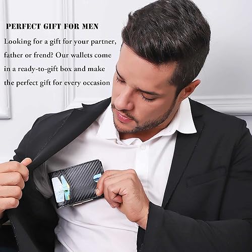 Miniatura 4 de Cartera minimalista para hombre bolsillo frontal delgado tarjetero de bloqueo RFID con clip para dinero y protección de cartera RFID carteras