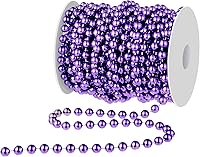 Vista 8 de WILLBOND Cuentas de árbol de Navidad de 50 pies, guirnalda de perlas artificiales, rollo de cuentas de plástico para árbol de Navidad, boda, Negro