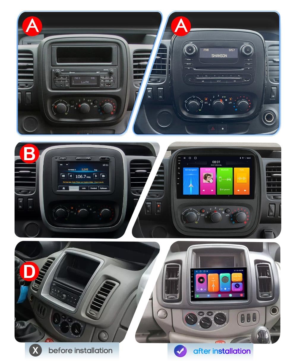 9" Android Auto GPS Radio Navigator Carplay Replacement for Nissan Primastar Opel Vivaro Renault Trafic LL Ill 2 3 mit GPS Bluetooth FM USB WiFi DVR RDS TPMS SWC Dab HD
