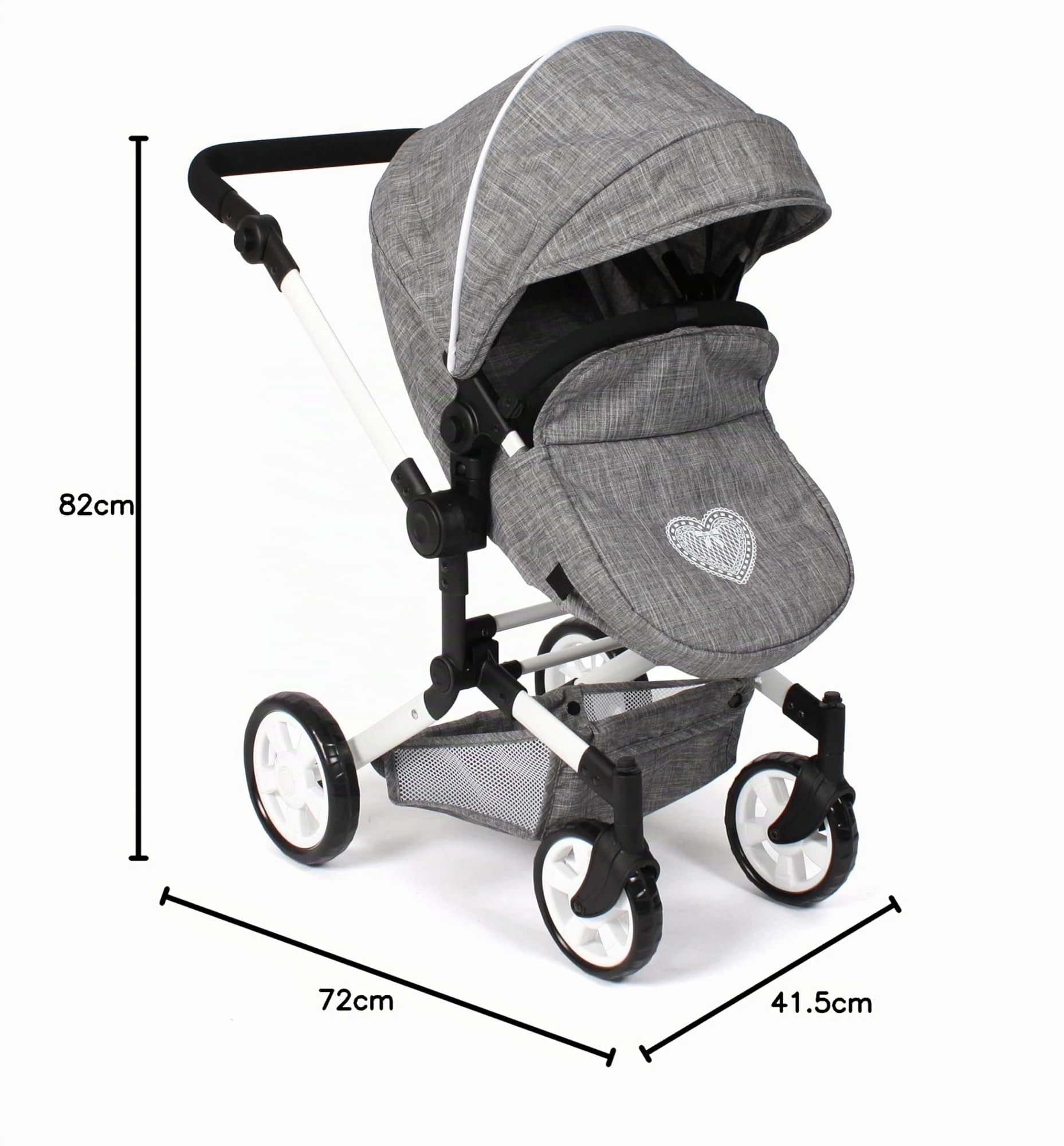 Bayer Chic 2000 - Cochecito para muñecas Linus, 3 en 1 para niños de 4 a 8 años, Juego de Cochecito para muñecas, Vaqueros Grises