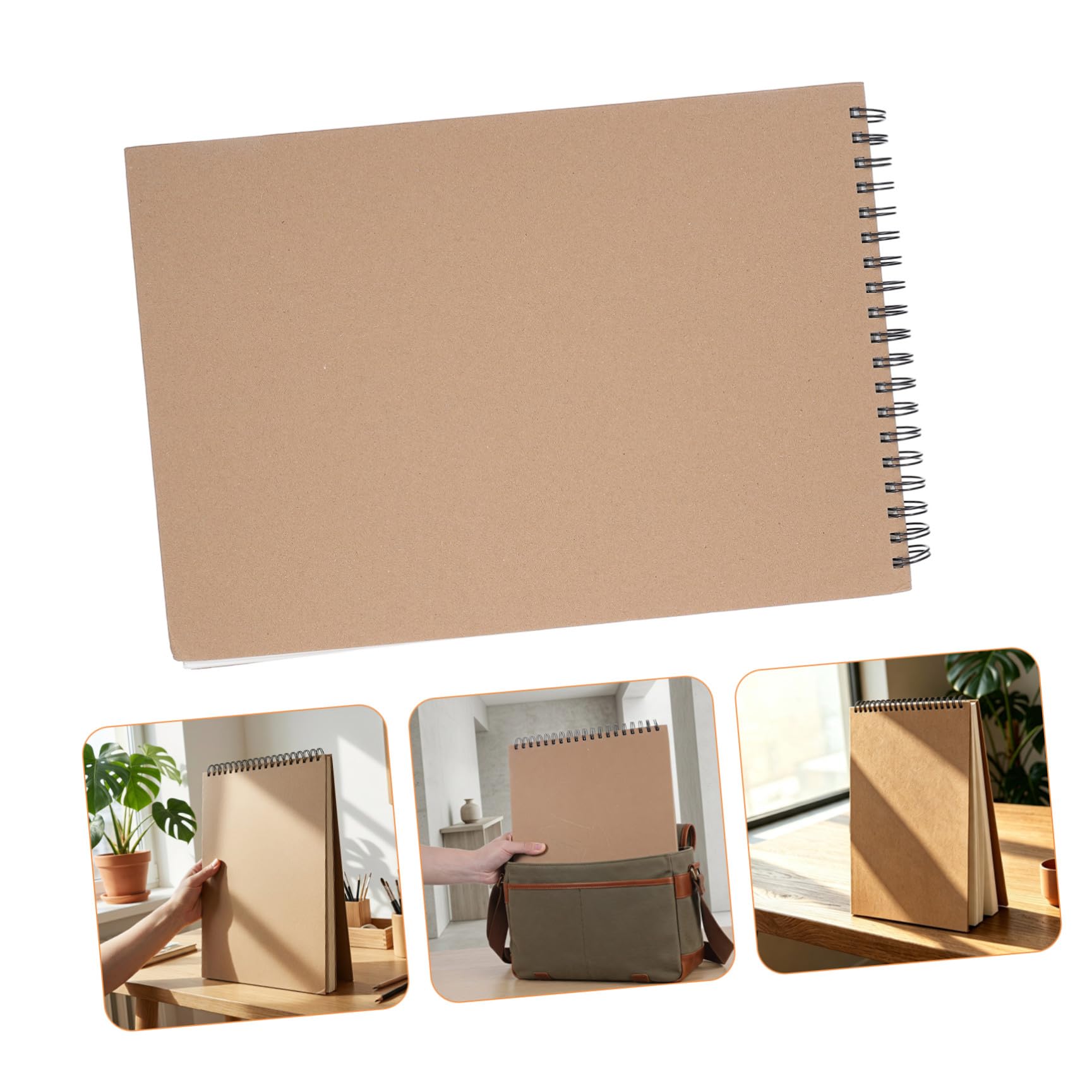 60 Hojas Cuaderno de Dibujo Espiral y Tapa Dura Negra, sin Líneas, Tamaño 15.6x10.2 Pulgadas, 60 Hojas de Papel para Bocetos, Pintura y Bosquejos, Adecuado para Artistas y
